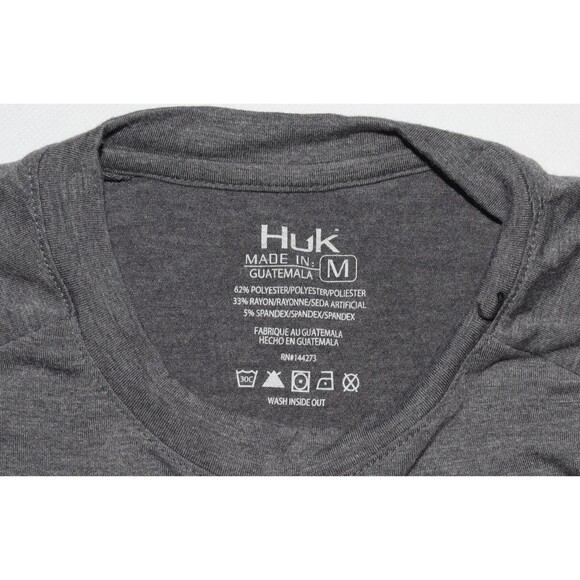 HUK Waypoint Men's Long Sleeve Performance +50 UPF Gray T-Shirt Size Medium - Picture 5 of 6